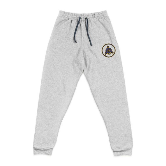 The Mindful Athlete® Football Joggers | Purple & Gold | Breathe Believe Ball | Sports Meditation Sweatpants (Embroidered Hip)