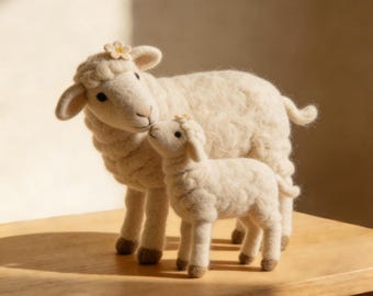 Father’s Day Sheep Gift, Needle Felted Lamb Figurine, Handmade Farm Animal Decor, Cute Gift for Dad, Rustic Home Decor