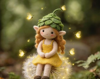 Cute Wool Felt Fairy Girl | Fantasy Art Doll | Waldorf Inspired Toy | Magical Forest Sprite | Unique Gift for Her | Needle Felt Creation