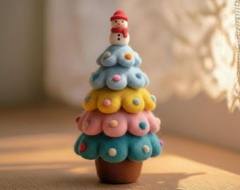 Handmade Wool Felt Xmas Tree, Felted Christmas Decor, Handmade Pastel Tree Ornament, Eco Friendly Holiday Gift, Cute Winter Home Décor