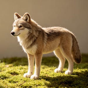 Realistische Nadel gefilzter Wolf, schlafender Fuchs Stil Wolf, handgefertigte Wolle Skulptur, Natur inspiriert Wohnkultur, einzigartiges Geschenk