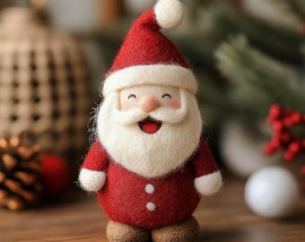 Handmade Wool Felt Santa Claus, Felt Christmas Figurine, Handmade Holiday Decor, Felted Santa Gift Idea, Felted Santa Toy,  Christmas Gifts