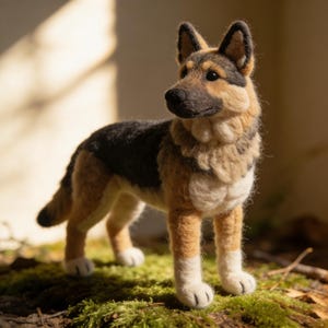 German Shepherd Needle Felted Dog, Handmade Wool Dog Figurine, Realistic Felt Animal Sculpture, German Shepherd Gift, Dog Lover Home Decor 4.9 (115)