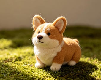 Realistic Needle Felted Corgi, Handmade Dog Sculpture, Wool Animal Figurine, Pet Lover Gift, Unique Dog Decor