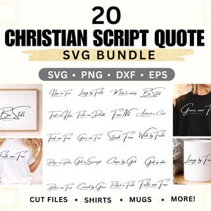 Faith Over Fear SVG Bundle | 20 Christian Script Quote SVGs | Minimal Designs | Instant Download