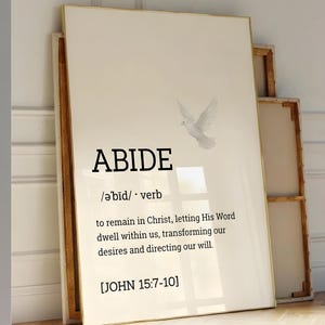 Impresión de definición de Abide / Arte mural cristiano minimalista (descarga digital)