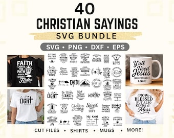 Christliche Sprüche SVG Bundle - 40 Glaube, aber real Zitate für Shirts & Hoodies | Kommerzielle Nutzung