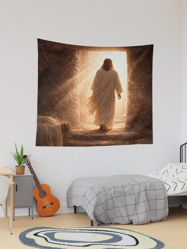 Jesus Resurrection Art Print – Risen Christ Walking From the Tomb ...