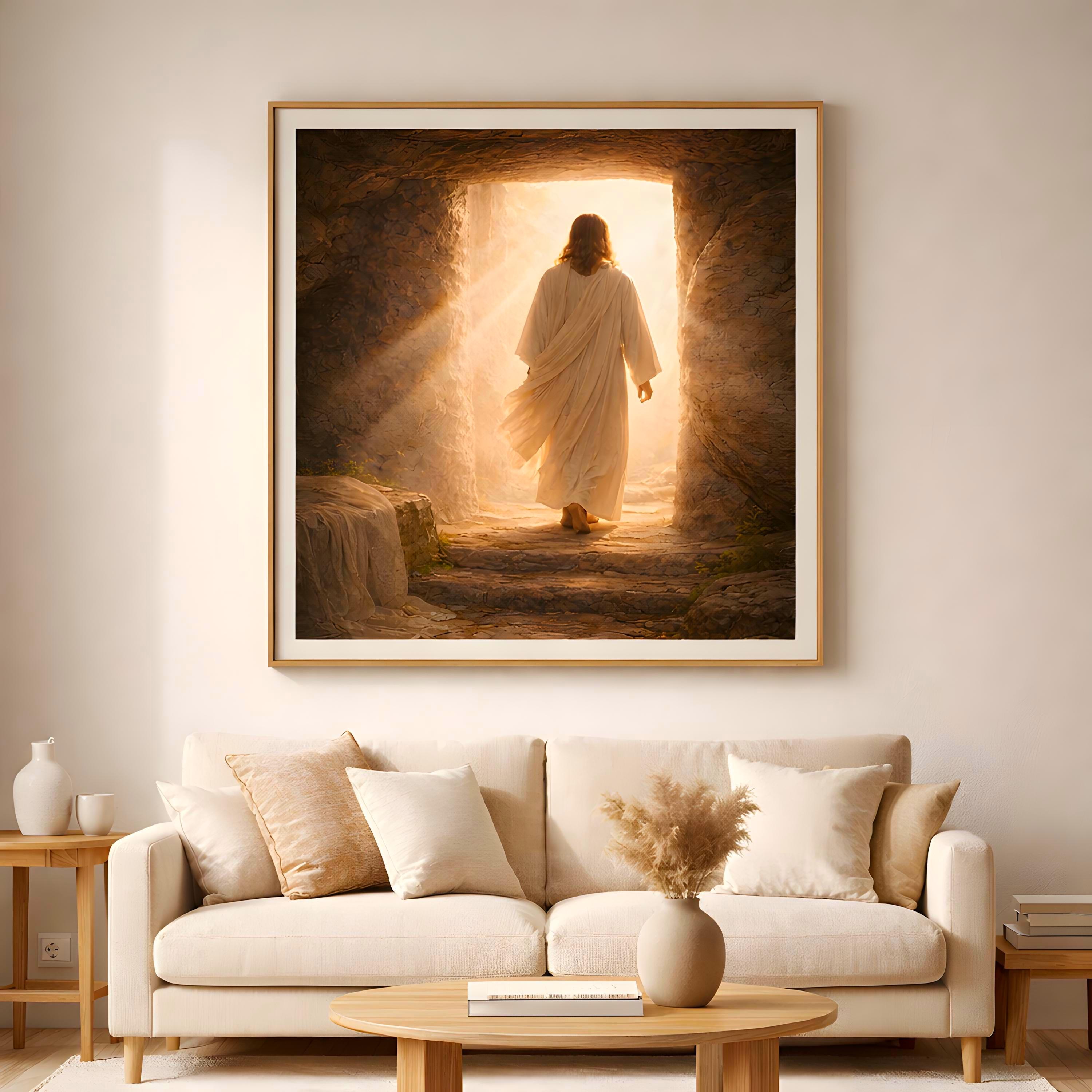 Jesus Resurrection Art Print – Risen Christ Walking From the Tomb ...