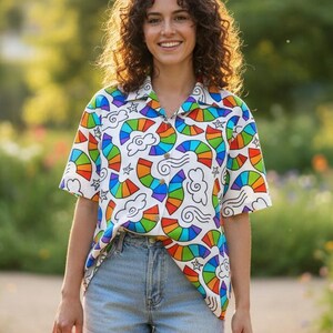Rainbow Pride Hawaiian Shirt Unisex Aloha Shirt Summer Beach Party Colorful Pattern Gift for Pride Supporters