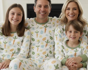 Familie passenden Ostern Pyjamas Langarm Eltern Kinder Frühling Bunny Ei Nachtwäsche Soft Holiday Loungewear Outfit