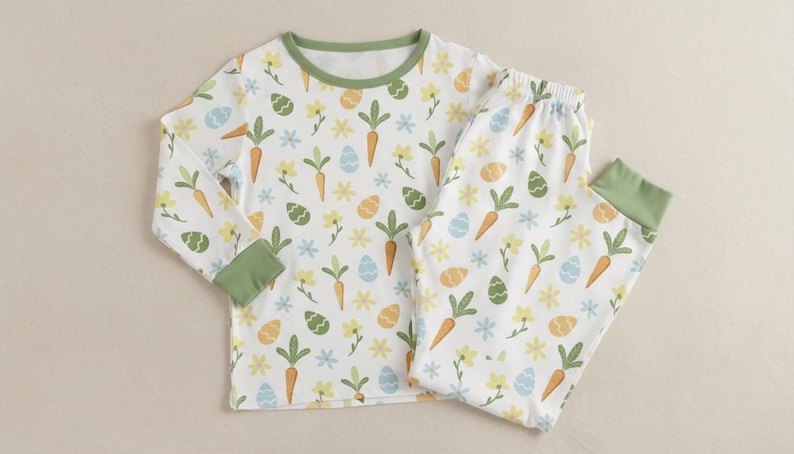 Family Matching Easter Pajamas: Carrot and Egg Print Sleepwear Set image 5