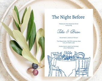 Probe Abendessen Einladung Vorlage | Die Nacht vor | Bearbeitbar Canva Invite | Sofortdownload | Moderne Minimale Hochzeit