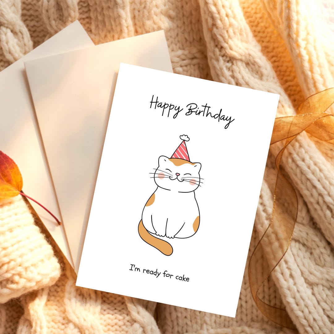 Cute Cat Birthday Card Printable | Funny Cat Lover Birthday Card ...