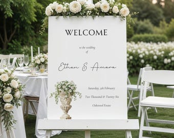 Editable Wedding Welcome Sign Template, Classic Elegant Welcome Board, Instant Download, Canva Editable, 16x20 & 24x36