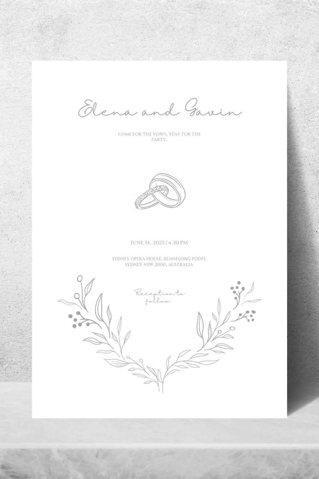 Inviation Clean Design Elegant Wedding Invitation | Clean & Modern Design - Etsy