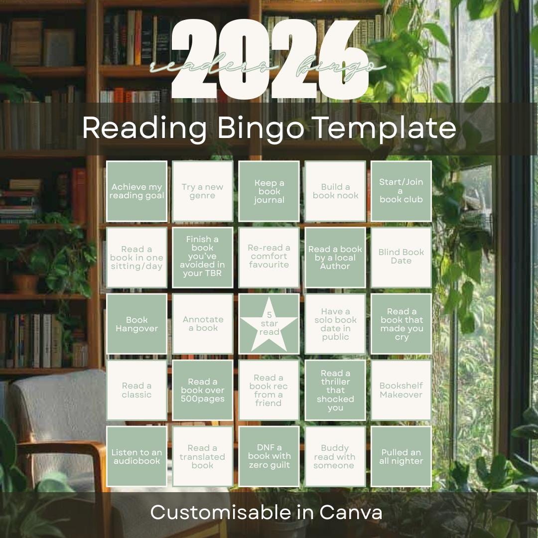 Reading Bingo Template | Customisable Canva Bingo Card | Reading ...