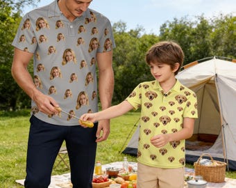 Koszulka polo z nadrukiem twarzy do golfa dla mężczyzn i kobiet, spersonalizowana koszulka polo z portretem, prezent dla chłopaka, prezent urodzinowy