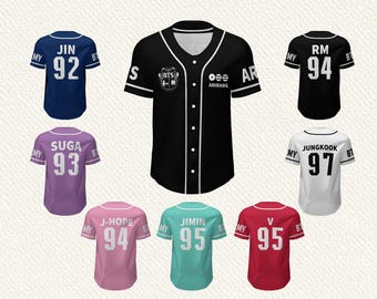 Aangepaste Kpop BTS-honkbaljersey, gepersonaliseerd naamnummer BTS 2026 World Tour merchandise top, Bangtan Comeback exclusieve fanmerchandise sporttop cadeau