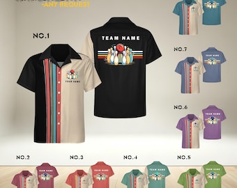 Custom Bowling Team Shirt, Personalized Name Bowling Button‑Up Shirt, Retro Bowling League Jersey, Custom Team Uniform Gift For Bowlers