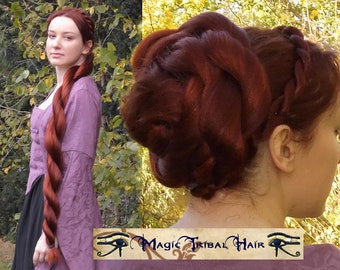 RENAISSANCE TWIST BRAID & Hair Bun Custom Color Goth Medieval hair falls 36'' Rapunzel hair piece Renfaire costume Fantasy wedding chignon