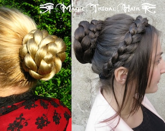 Classic Hair Bun Braided Chignon Piece YOUR HAIR COLOR Clip-on Topknot