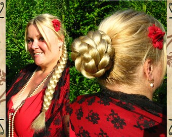 Braid Hair Bun Chignon 20 50 Cm Long Custom Hair Etsy