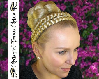 Vintage braid hairdo YOUR COLOR Chunky double braid headband hairpiece