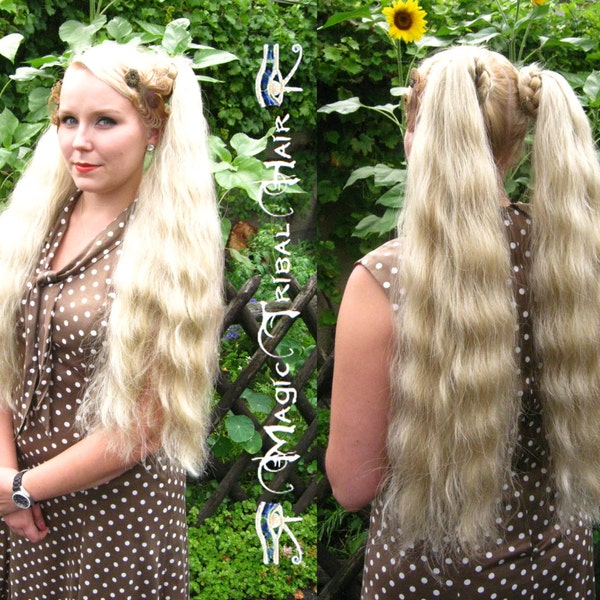 CUSTOM pair of size S plus HAIR FALLS 22''/ 55 cm Braid Wedding extension Rockabilly Ponytail wig Tribal Fusion bellydance costume accessory
