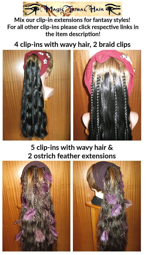 Clip-in Goth Hair Extensions YOUR HAIR COLOR Larp Gypsy Costume