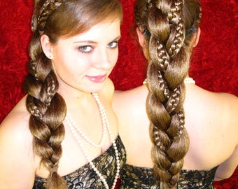 Rapunzel Braid Ponytail YOUR HAIR COLOR Renaissance bride hairpiece Braided wedding plait Fantasy fairytale hair extensions Boho accessory