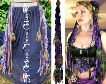 Belly Dance Yarn Falls Tribal Fusion Costume Purple Peacock Tassels