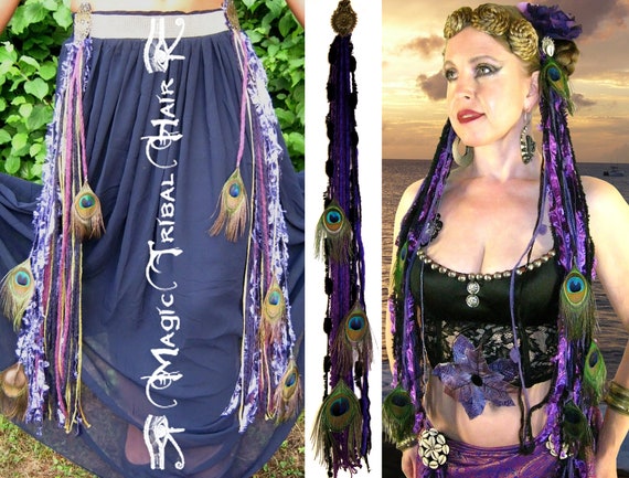 Belly Dance Yarn Falls Tribal Fusion Costume Purple Peacock Tassels -   Canada