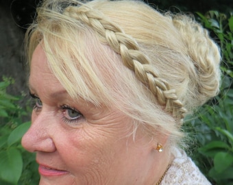 Messy Braid Headband for fine/ thin hair YOUR COLOR Flat french braid hairband Natural braided headband Boho bride plait Wedding hairpiece