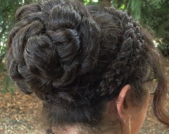 Messy Hair Bun Lush Volume Updo YOUR COLOR Braided Clip-on Chignon