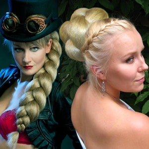Supersize Braid & Bun Hair Piece YOUR COLOR Braided steampunk ponytail Tribal Fusion belly dance plait Fantasy costume hair piece accessory