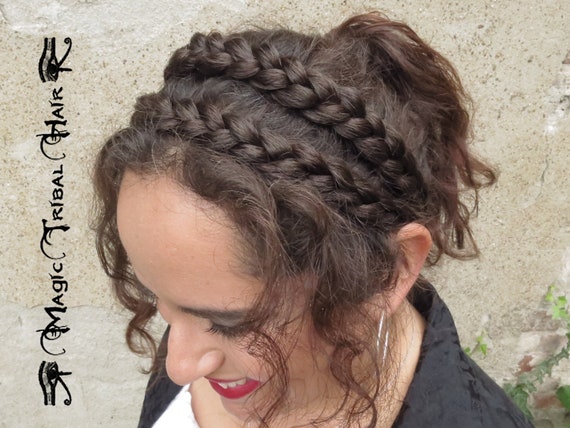 Braid Headband With Slip-stop Double Messy Milkmaid Braids - Etsy Braid Headband With Slip-stop Double Messy Milkmaid Braids - Etsy