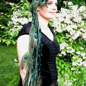 PEACOCK FEATHER FASCINATOR Tribal Fusion Belly Dance hair jewelry Larp elf fairy costume accessory barrette Fantasy Steampunk goth headpiece image 4