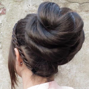 Rose Bun Natural Hair Bun YOUR COLOR Clip on chignon for straight hair Bride wedding hairpiece Formal ballet hair bun cover Bridal extension