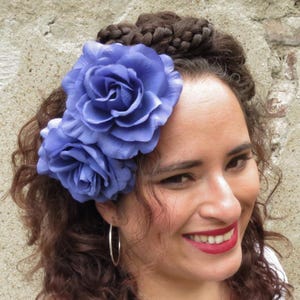 Rose Hair Flowers Something Blue Shoe & Hair Clips Wedding Flower Girl