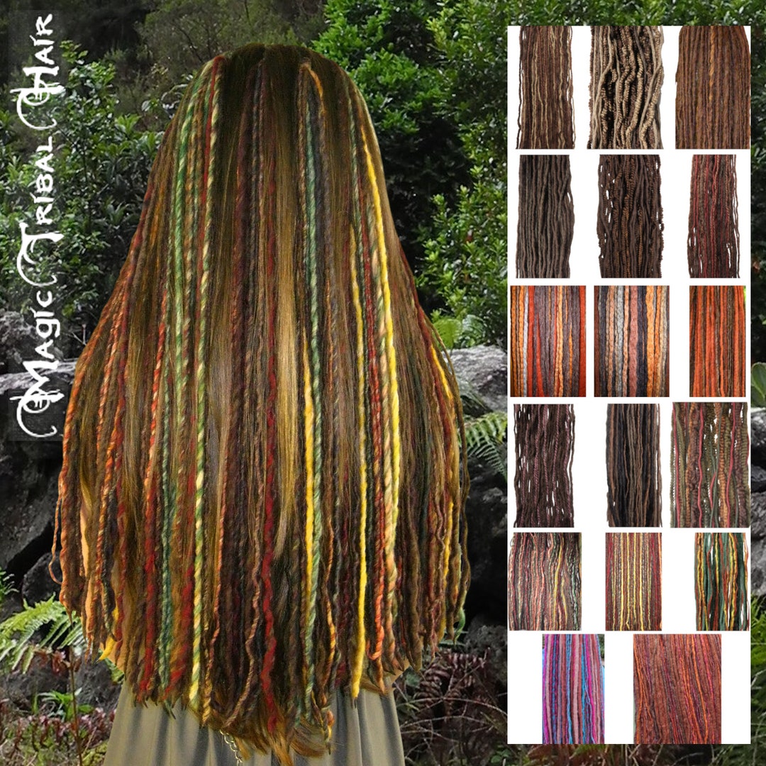 DREADLOCKS BROWN & COLORS Boho clip-in yarn dreads Viking dread falls ...