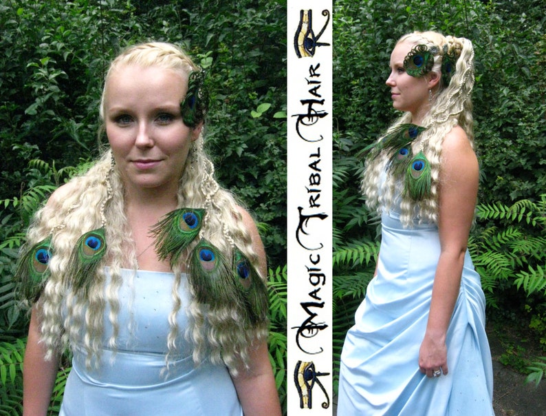 Peacock Feather Extensions Custom Color Bride Hair Piece Etsy