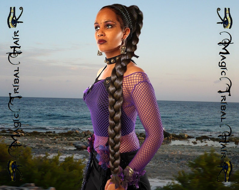 Trenza exuberante trenza extra larga TU COLOR DE CABELLO Pieza de cabello Tribal Fusion Cola de caballo Gypsy Boho Extensión de cabello para danza del vientre Caídas de cabello Bollywood imagen 1