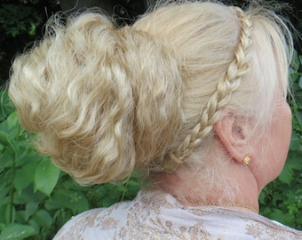 Messy Chignon YOUR COLOR Wedding bun for fine/ thin and regular hair growth Bridal clip-on bun Bride topknot Formal updo hairpiece extension