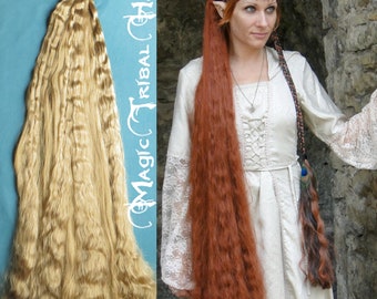 HAIR FALLS STEAMPUNK hair 39&#39;&#39;/ 100 cm fantasy hair piece Custom color cosplay extension Woodland fairy costume wig Larp elf Gothic Lolita