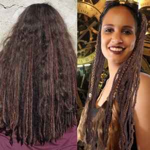 DREADLOCKS BROWN & BLACK Clip-in yarn dreads Viking dread falls Steampunk locks Renaissance larp dreads Viking costume hair Renfaire dreads
