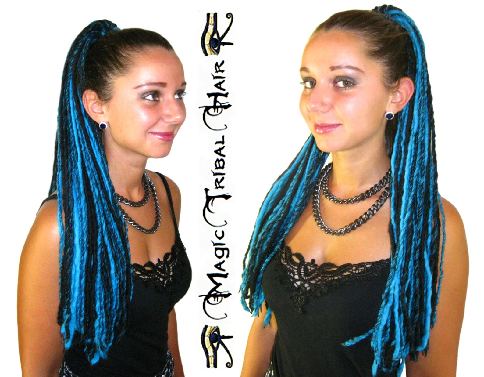 Black Turquoise GOTH DREAD hair FALLS yarn dreadlocks 112 | Etsy