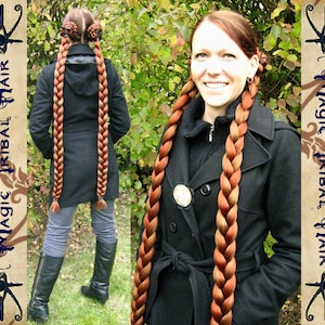 2x Braid Hair Piece YOUR HAIR COLOR Fantasy Rapunzel Braids 36&#39;&#39; extensions Tribal fusion belly dance plaits Reenactment costume pigtails