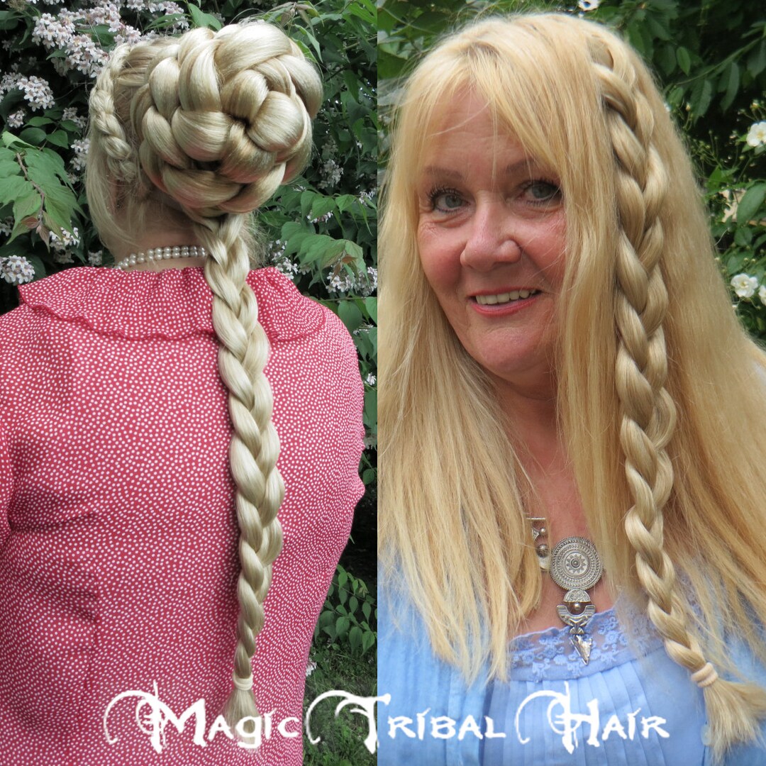 Wide Straight Hair Accent Braid YOUR COLOR Natural Boho Clip  display picture 2