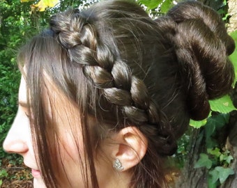 Messy Braid Headband with slip-stop YOUR HAIR COLOR Undone look hairpiece Loosely braided boho hair crown Bridesmaids wedding hair piece